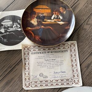 Norman Rockwell Decorative Plate with Brown and Gold Accents